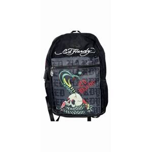 ED HARDY SKULL PYTHON Unisex BACKPACK BLACK MULTI LOGO NEW AUTHENTIC